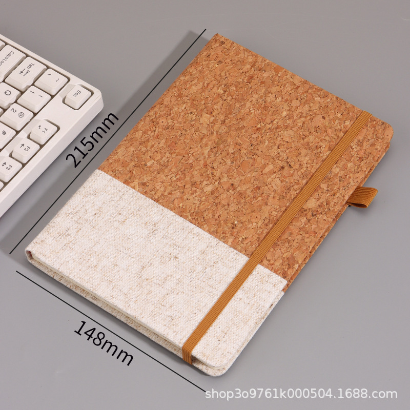 A5 Juego de cuaderno de paja de pino de corcho ecológico empalme de algodón y lino se puede imprimir logotipo empresarial reunión de oficina de negocios