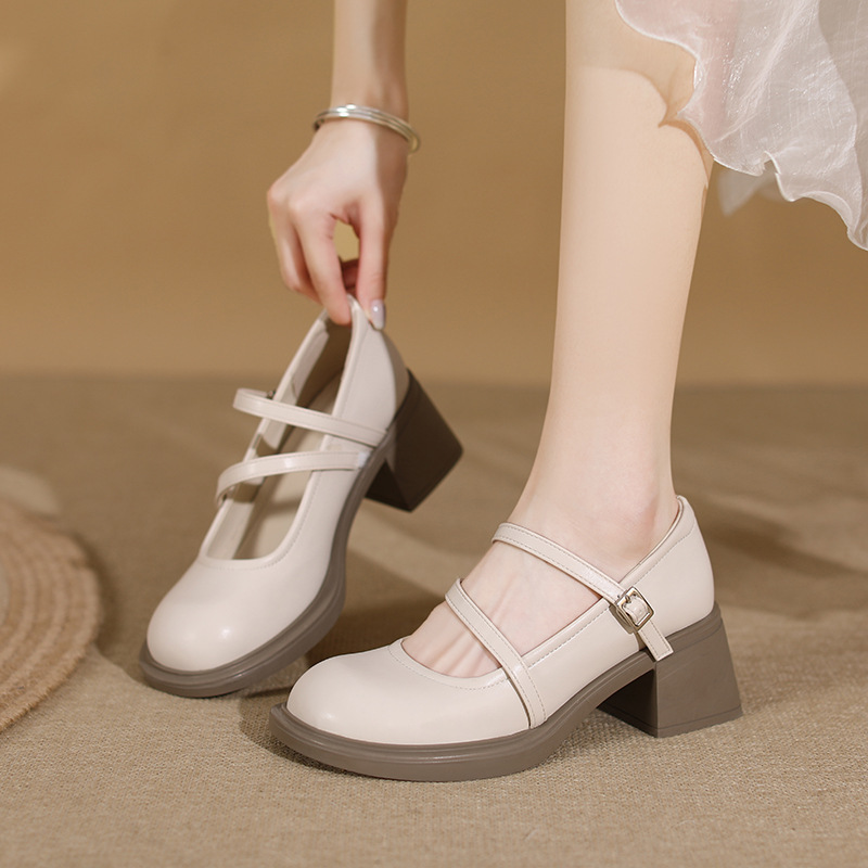 6086-1 High-Heeled Mary Jane Loafers for Women, New Autumn 2025 Summer Black Leather Shoes 6086-1 High-Heeled Mary Jane Loafers for Women, New Autumn 2025 Summer Black Leather Shoes