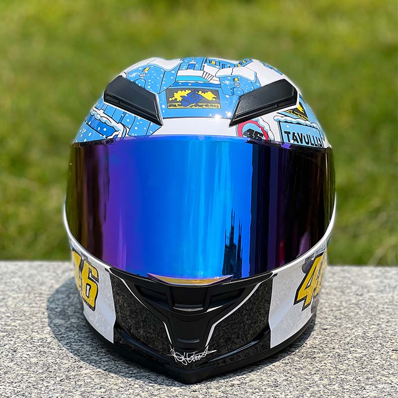 Motorcycle Helmet Personalized Snow House Style with Extended Spoiler
