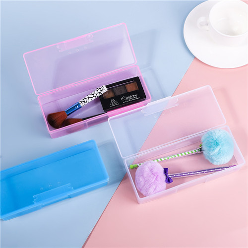 Manicure tool box rice bead box with hole makeup brush storage box manicure box transparent color jewelry box empty box