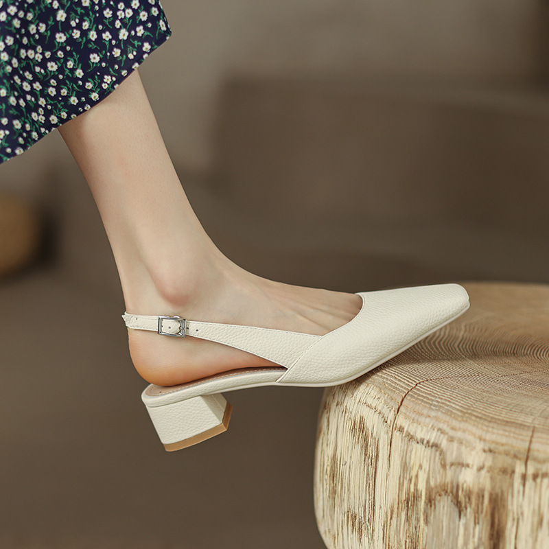 CHIKO Elspeth Square Toe Block Heels Slingback Shoes