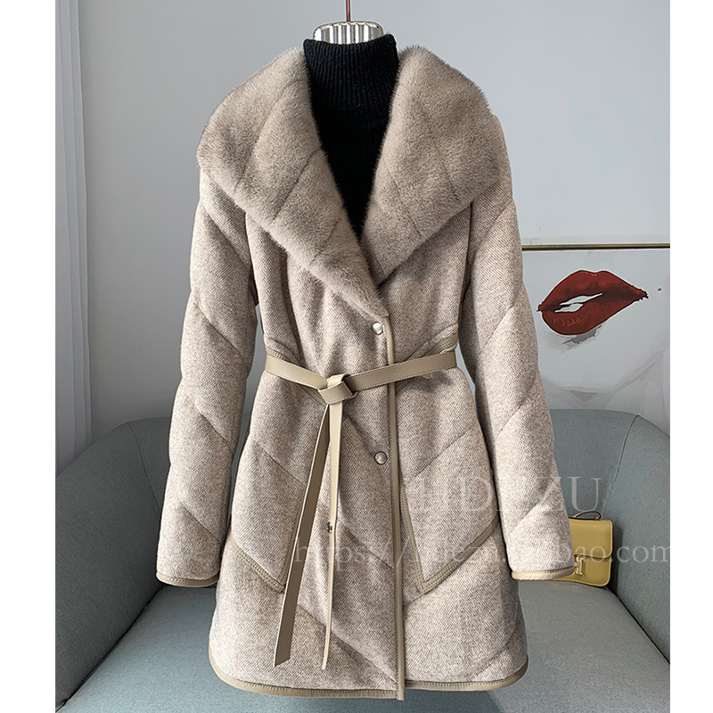 High-End Luxury Mink Fur Collar Cashmere down Jacket for Women, Mid-Length, 90% White Goose down Coat, Thickened and Warm, Winter 2025 High-End Luxury Mink Fur Collar Cashmere down Jacket for Women, Mid-Length, 90% White Goose down Coat, Thickened and Warm, Winter 2025