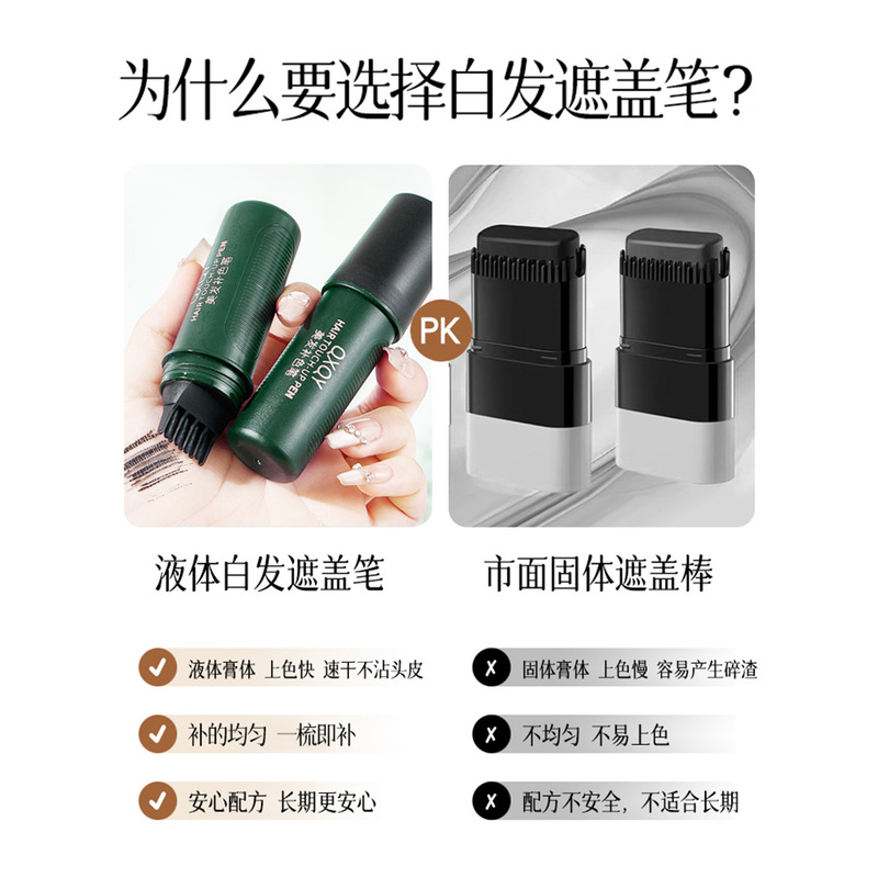 QXQY ヘアペン 一時的な使い捨てヘアスティック ブラウン 防水性と耐汗性 便利で素早く白髪をカバー ナチュラルブラック|undefined