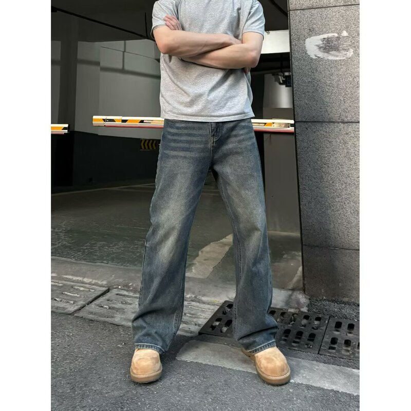 2026 New American Style High Street Cleanfit Jeans for Men, Trendy Brand, Vintage Washed Loose Straight-Leg Trousers, Men's Clothing 2026 New American Style High Street Cleanfit Jeans for Men, Trendy Brand, Vintage Washed Loose Straight-Leg Trousers, Men's Clothing