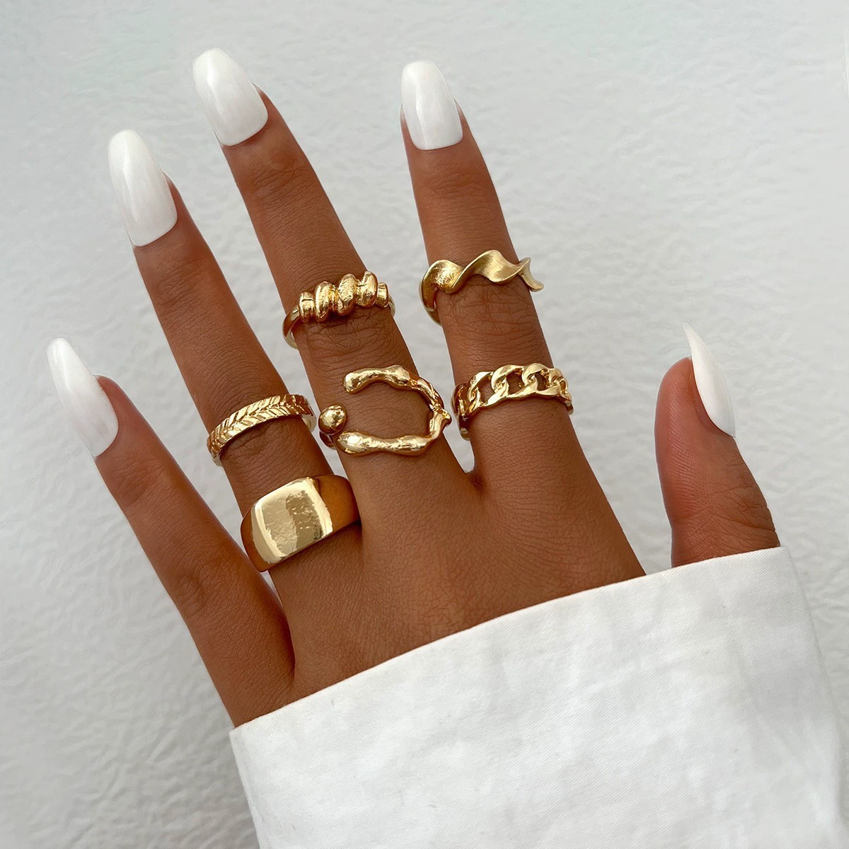 Ring multi-joint set, European style, metal adjustable stackable rings, assorted designs