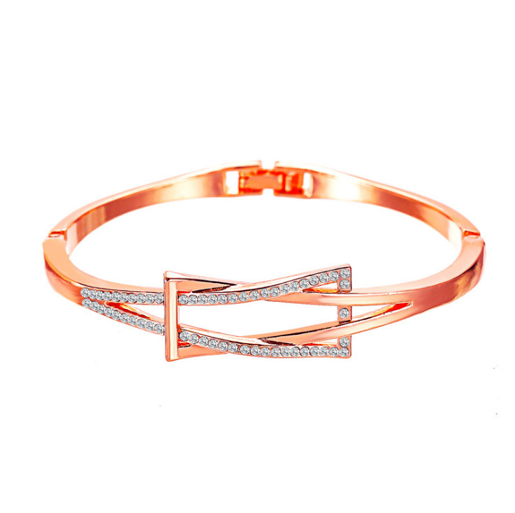 popular bracelet elegant geometric cross bracelet knotted design simple commuter diamond bracelet_voghion.com