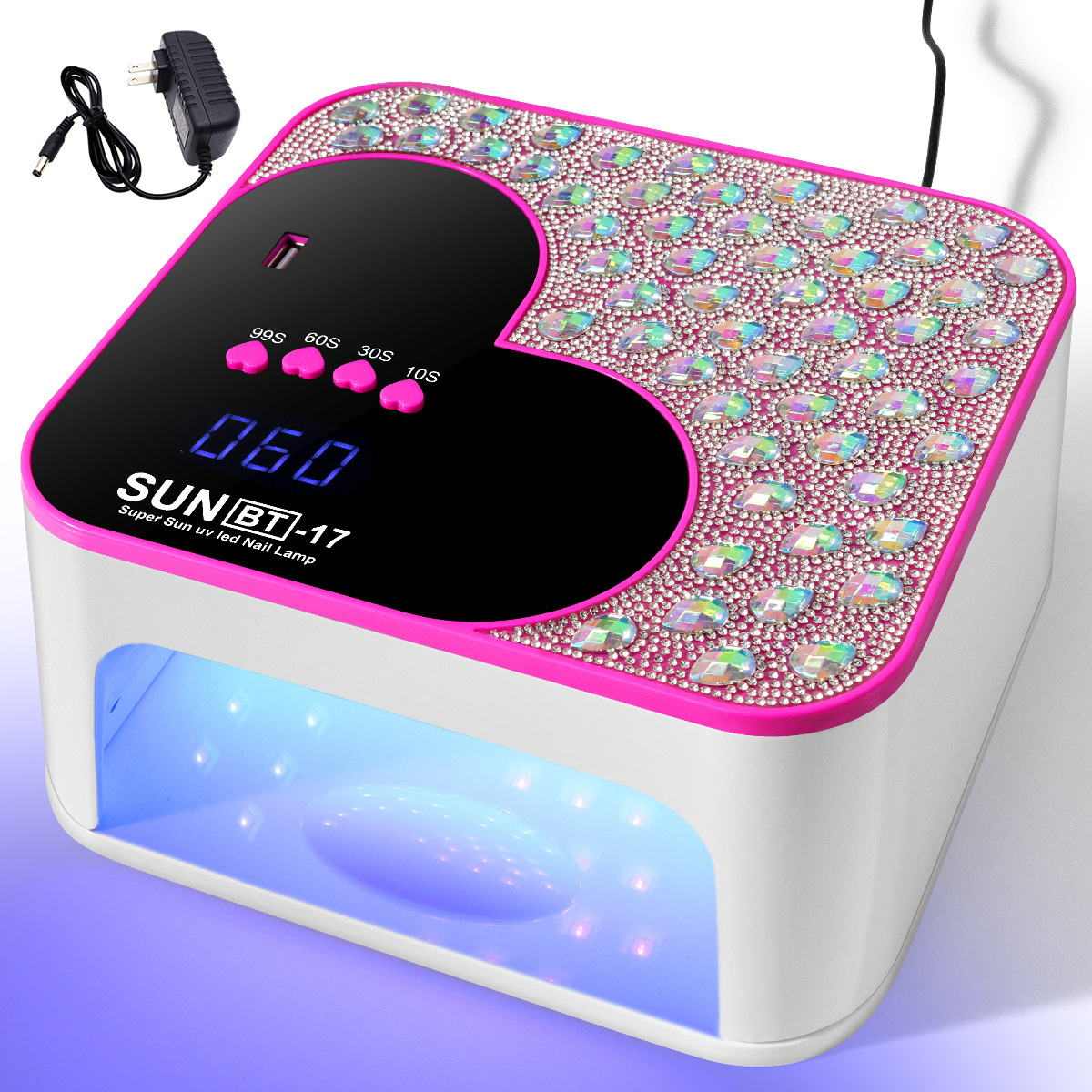 Diseño de amor de diamante enchufable usb lámpara de uñas multifuncional gran espacio LED máquina de fototerapia UV secador de uñas