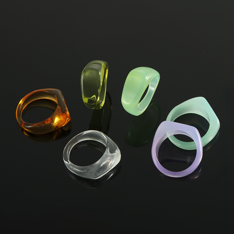 Popular Style Polygonal Personalized Acrylic Colorful Ring Texture Star Support Colorful Ring Niche Ins Style