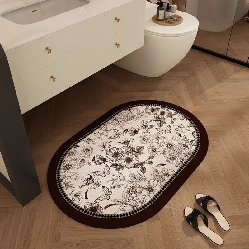 American Retro Toilet Bathroom Diatom Mud Mat Household Absorbent Foot Mat Anti-Slip Easy-care Absorbent Mat