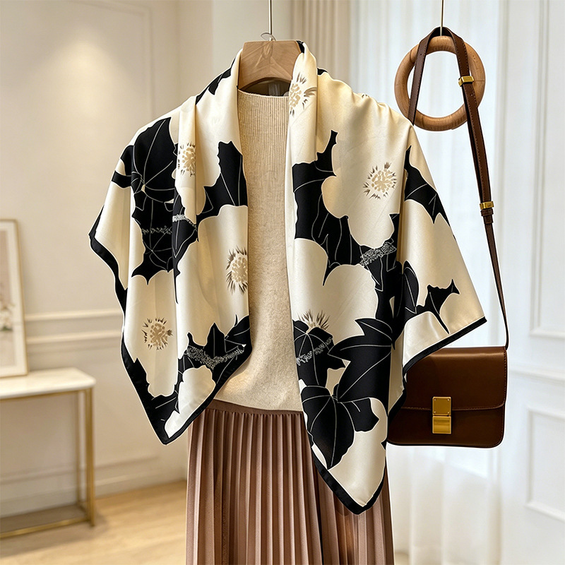 New Artistic Design Large Square Scarf, Versatile and Fashionable, 90*90 Square Thin Scarf, Retro Niche Travel Silk Scarf New Artistic Design Large Square Scarf, Versatile and Fashionable, 90*90 Square Thin Scarf, Retro Niche Travel Silk Scarf