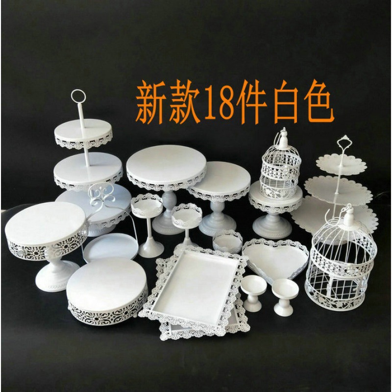 Estante de bocadillos de estilo europeo, tabla de postres, estante de exhibición, adornos de hierro forjado, estante de pastel de boda, set de 12 piezas image 9