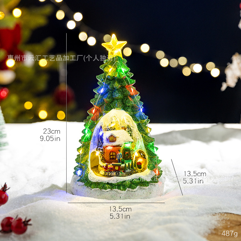 圣诞装饰品发光旋转火车音乐盒圣诞树雪屋桌面摆件圣诞节礼物DIY|undefined