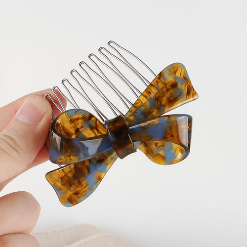 Korean version hair comb with acetic acid hair accessories, versatile bangs, simple and stylish anti-slip center part butterfly clip side clip hair clips