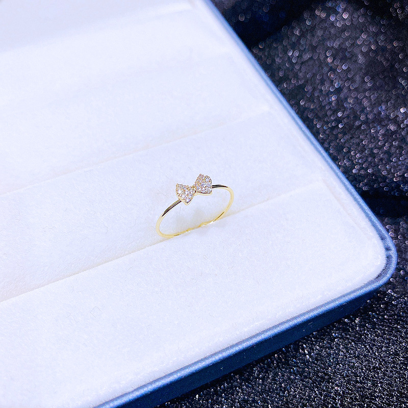 Womenu0027S Fashion Heart shape Bow Knot Airplane Copper Ring Inlaid zircon Zircon