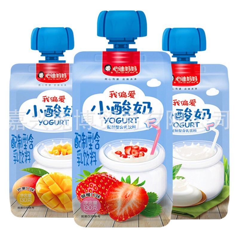 (26 лет новых продуктов) Детский фруктовый йогурт Xindi Mama 130 г/упаковка, без сахара, в мягкой упаковке