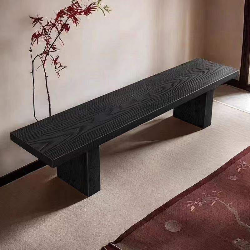 Solid Wood Black Nordic Bench, Long Bench, Tea Stool, Long Bench, End-Of-Bed Bench, Simple Shoe-Changing Household Bench