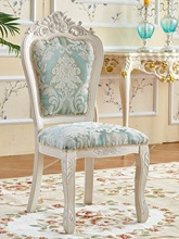 欧式餐椅田园实木布艺酒店梳妆书桌美甲靠背凳子家用餐厅椅子成年