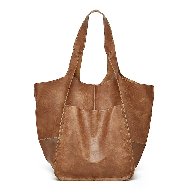 Capacious demi-season retro handheld one-shoulder bag, bag strap, European style, simple and elegant design