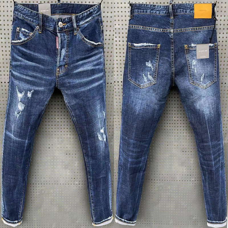 Foreign TraDe New TattereD Paint Men's Slim Patch Stretch DSQ Jeans Blue Tight Beggar Pants D066 Foreign TraDe New TattereD Paint Men's Slim Patch Stretch DSQ Jeans Blue Tight Beggar Pants D066