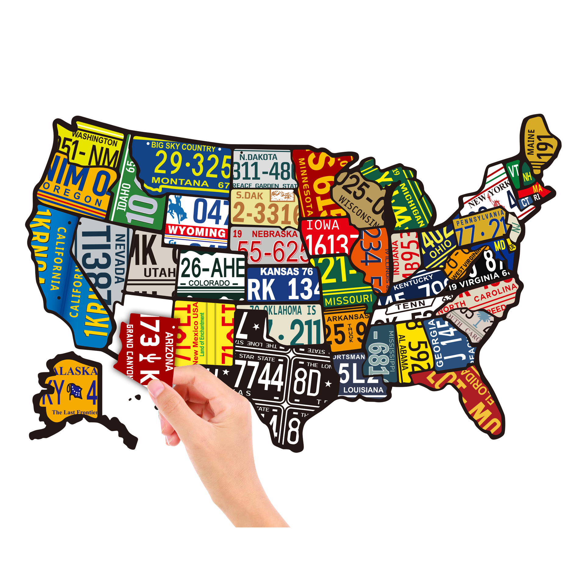 Placa de matrícula americana RV Mapa de viaje pegatinas Amazon protector solar al aire libre coche pegatinas decorativas pegatinas