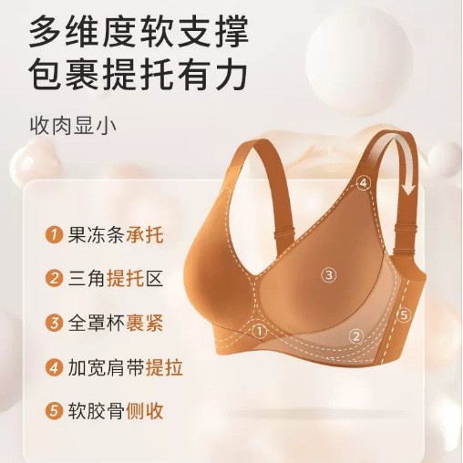 Doble soporte suave de elevación más tamaño ropa interior sin costuras sujetador inalámbrico push up anti-flacidez soporte superior Sujetador de copa fija