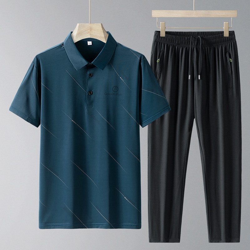 Papa verano camiseta de manga corta hombre verano 2024 nuevo polo camiseta de hielo de mediana edad traje deportivo image 6