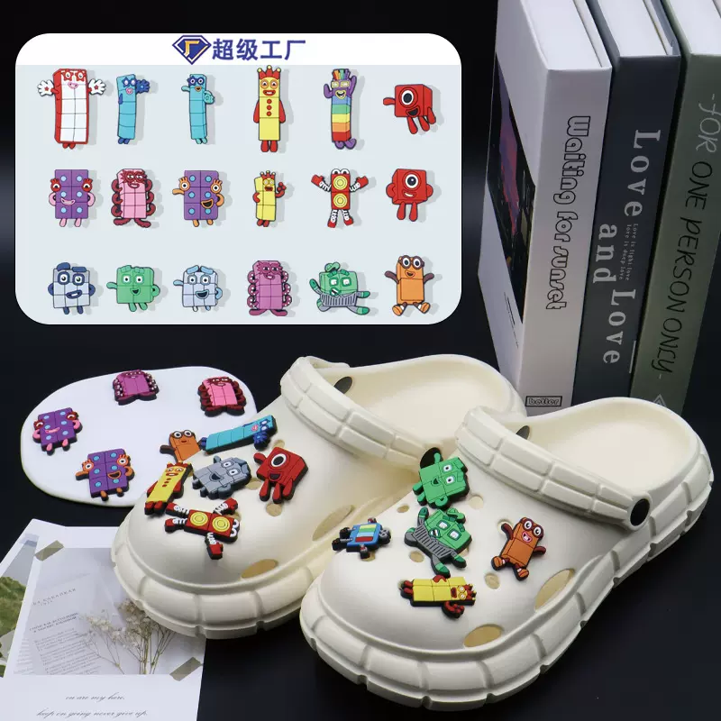 厂家批发积木人鞋花饰品配件滴塑软胶材质鞋带扣高级感洞洞鞋配饰