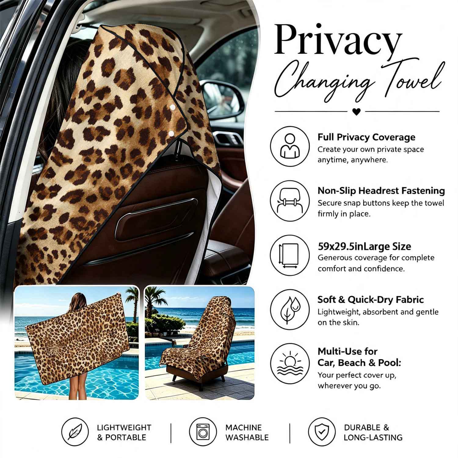 2-piece dual-use car seat cover, ultra-fine fiber, can be used as a beach towel, printed car protective seat cover 13