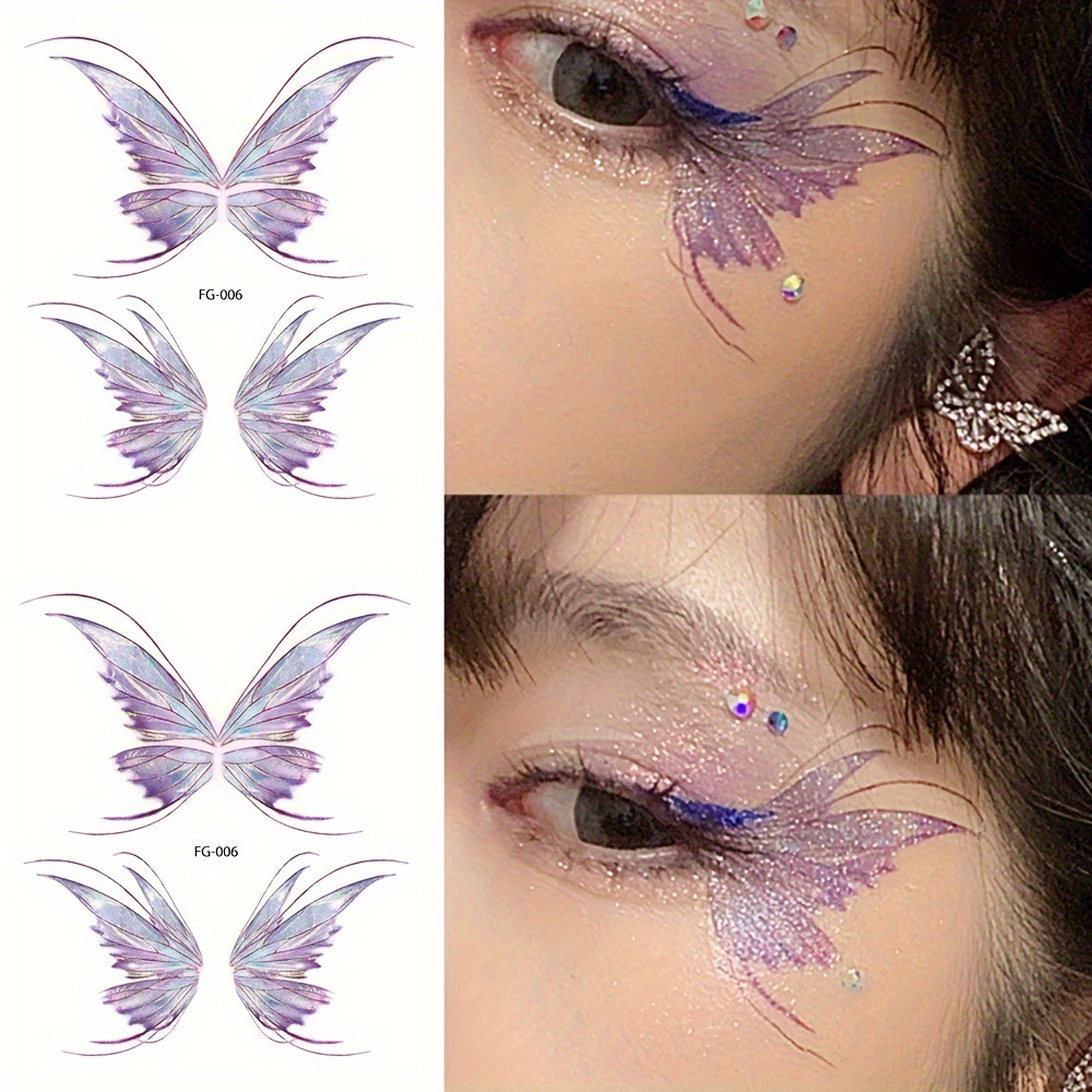Q 11496 Shimmer Butterfly Face Tattoo 闪粉蝴蝶脸部纹身贴新款