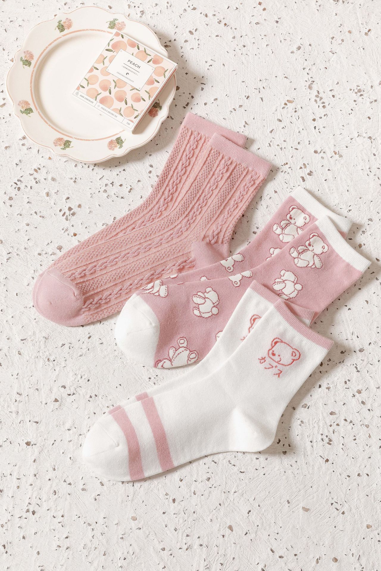 Nouvelle Série Rose Ours Mignon Ours Chaussettes À Tube Court En Gros Nihaojewelry display picture 1