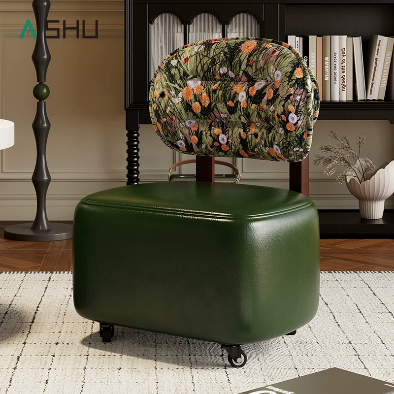 Подвижный вращающийся низкий табурет для гостиной на колесиках, стул со спинкой, универсальный диван на колесиках, скользкий табурет из цельного дерева, другие взрослые