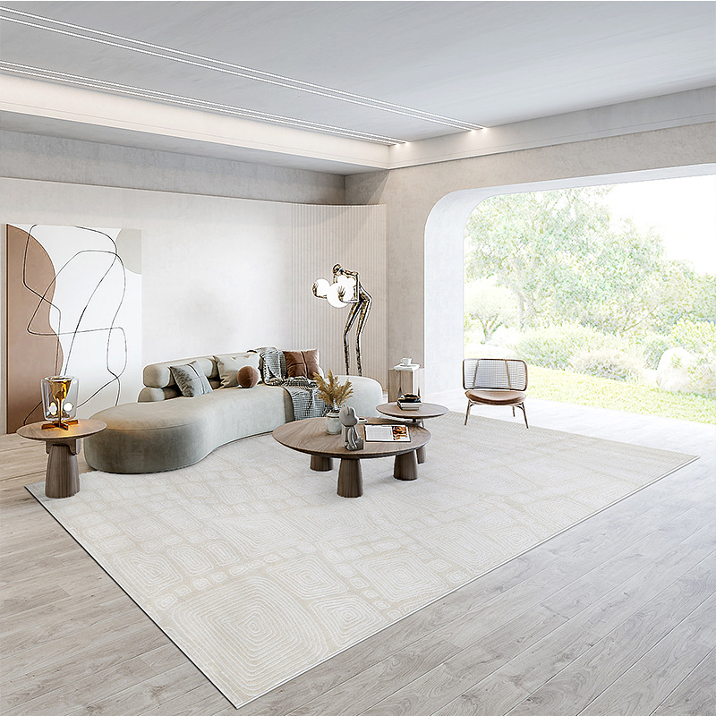Alfombra sala de estar resistente a la suciedad fácil de cuidar sensación de alta calidad moderna simple crema gruesa hotel tejido impermeable geometría