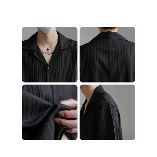 Light Luxury High-Grade Drape Trend Men's Summer Thin Short-Sleeve Shirt Casual Loose Pure Color Iron-Free White Collared Shirt