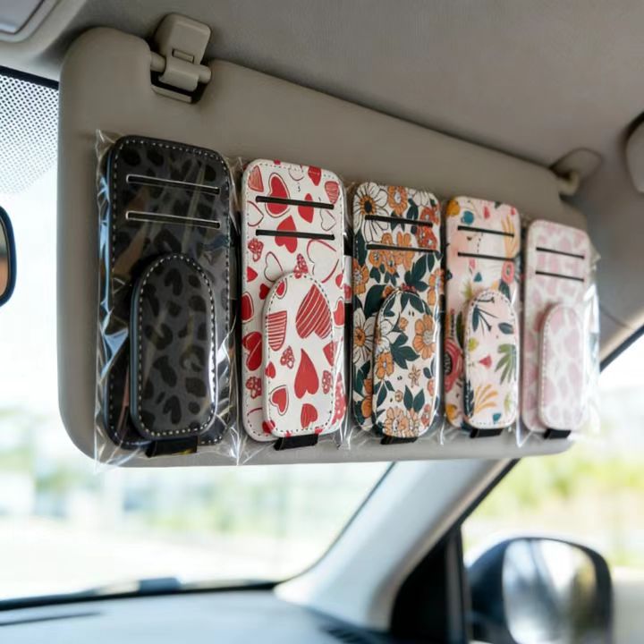Cross-Border Car Glasses Holder Multifunctional Glasses Frame Car Sunglasses Holder Interior Accessories Car Sun Visor Storage Clip