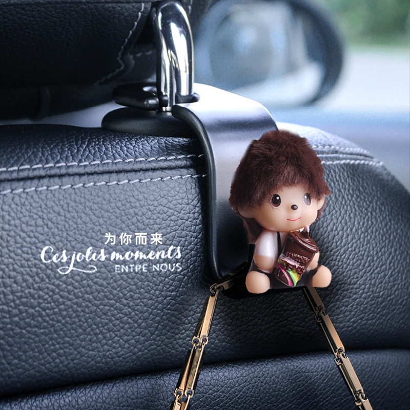 Monqiqi gancho para coche asiento trasero gancho para coche multifuncional gancho de almacenamiento trasero lindo almacenamiento en coche