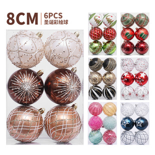 Cross-Border New Product Christmas Decorations 6 Ins European Painted Christmas Ball Set Christmas Tree Pendants