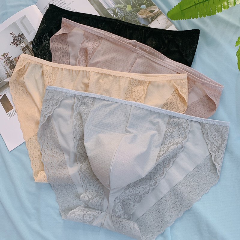 Sexy sexy lace seductive men's bag underwear comfortable soft ice silk seamless men's plus size briefs