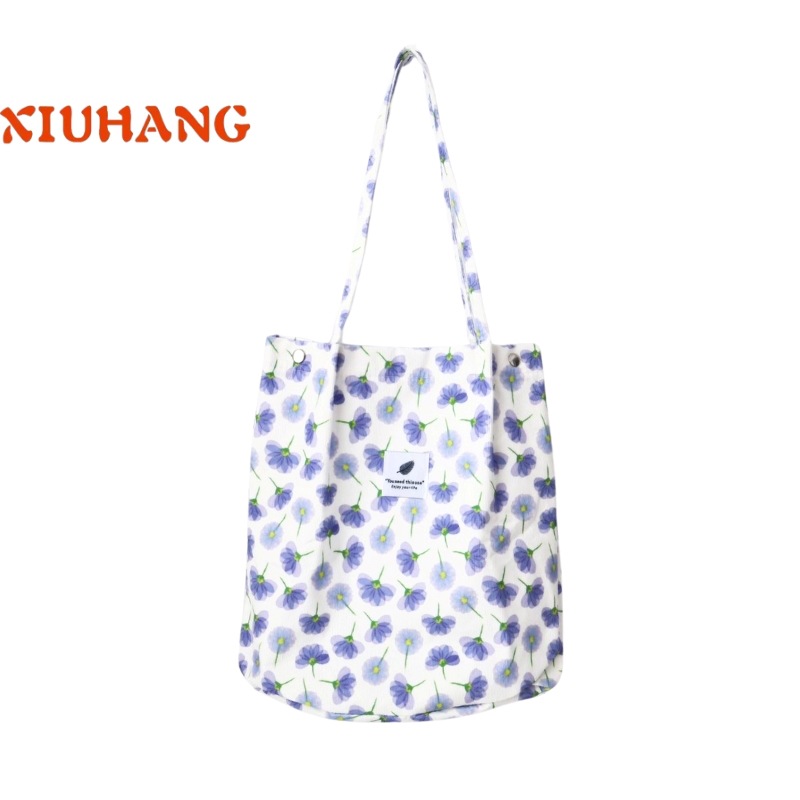 Bolsa de lona portátil de un solo hombro de pana retro de gran tamaño Bolsa de lona portátil de gran capacidad para niñas japonesas