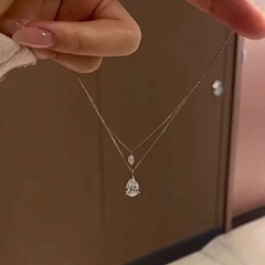 S925純銀二重馬眼ドリル浮遊水滴フラッシュドリルネックレス清冷感洗練されたファッション軽贅沢鎖骨鎖女