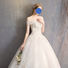 輕婚紗禮服2022新款法式森系一字肩顯瘦新娘女齊地簡約結婚輕婚紗