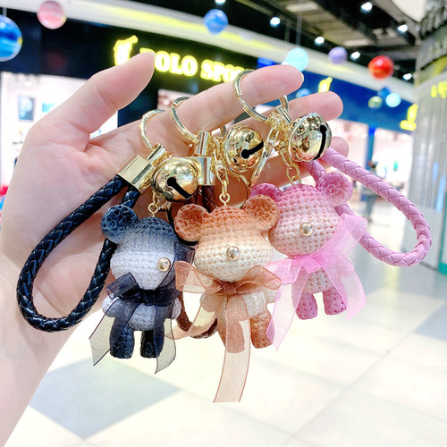 New resin gradient fur keychain, car key ring, fashionable and cute bag hook, creative small gift