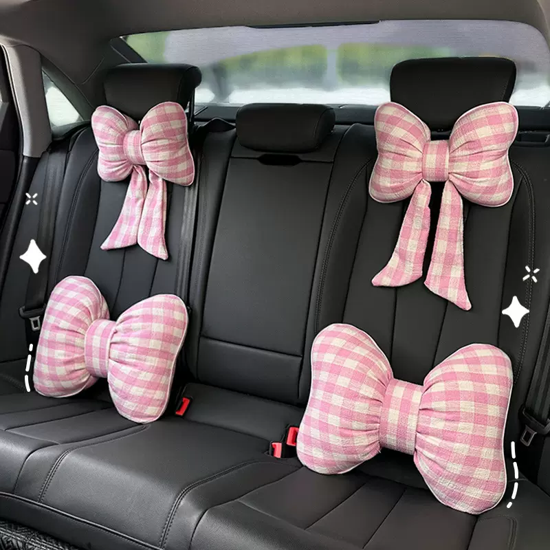 四季通用汽车头枕夏季舒适车用座椅护颈枕腰靠垫时尚女神车载靠枕