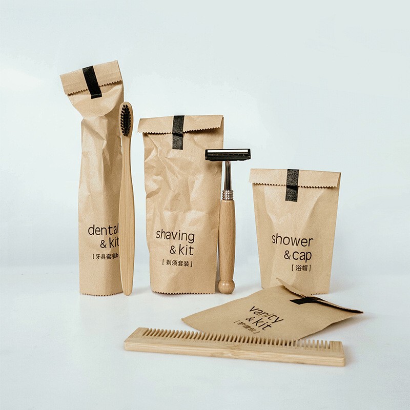 Water-Based Kraft Paper Hotel Bamboo Disposable Toothbrush Toothpaste Wooden Razor B&B Guest Room Toiletries Set Water-Based Kraft Paper Hotel Bamboo Disposable Toothbrush Toothpaste Wooden Razor B&B Guest Room Toiletries Set