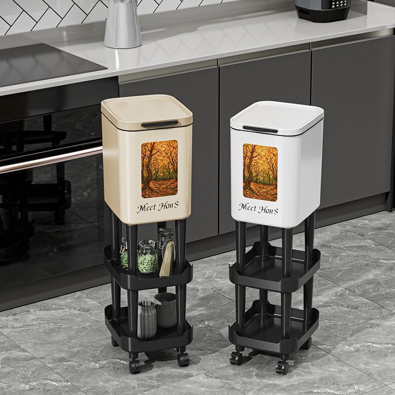 Kitchen Bend-Free Trash Can, Removable High-Leg Push-Type Large-Capacity Living Room, Bathroom, Bedroom, Personalized Creativity