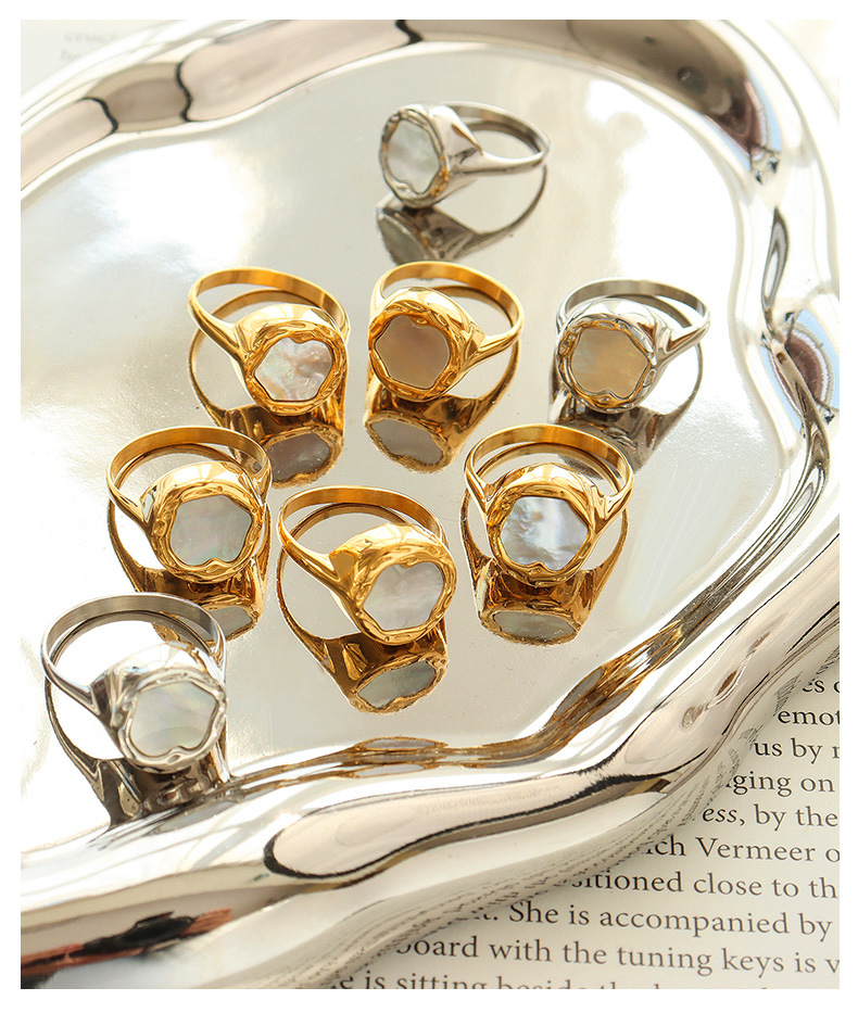 18K Gold Plating Color 6, 7, 8 Ring Size Daily Occasion PVD Coated Real Gold Plated 18K Gold Geometric 304 Stainless Steel Fashion Waterproof Non Tarnish Rings