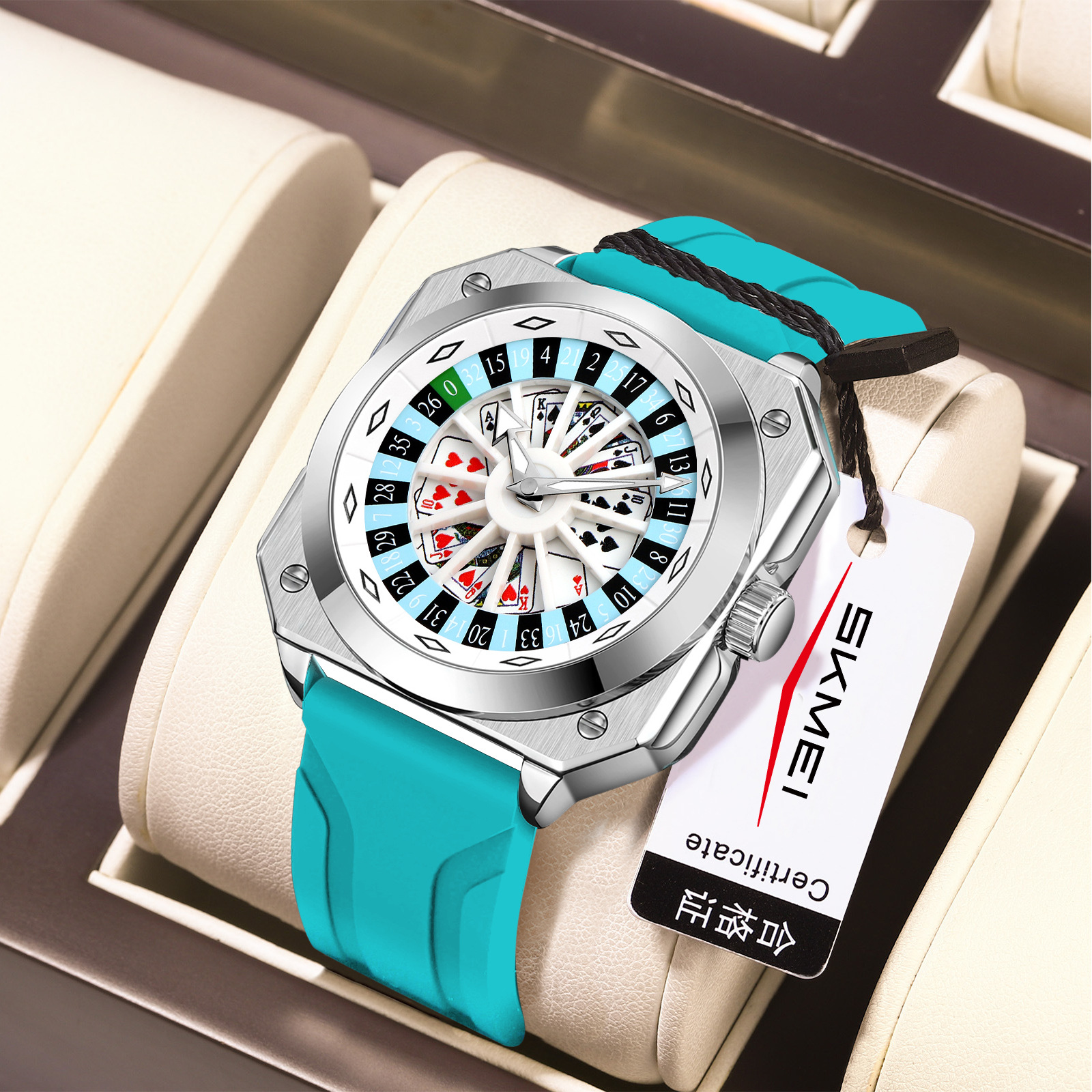 Skmei Moment Beauty Quartz Watch Trendy Punk Style Fashion Men's Watch Luminous Waterproof Octagonal Quartz Watch Men