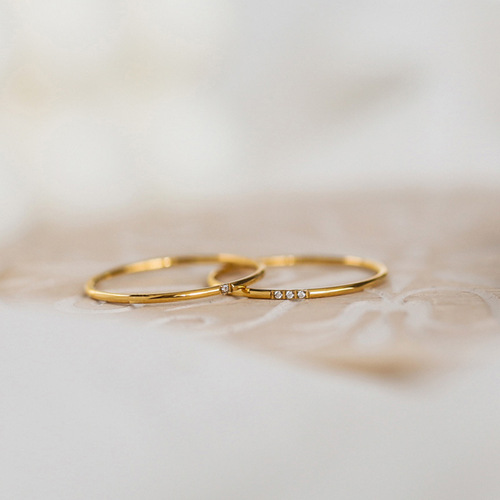 Japanese and Korean ultra-fine zircon titanium steel ring women's niche light luxury ins simple design plain ring tail ring ring does not fade