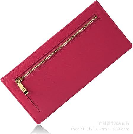 Japanese polyurethane solid color long ultra thin wallet with zipper