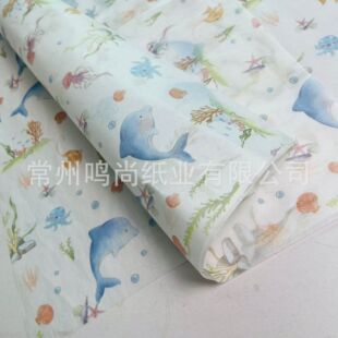 Whale Octopus Seaweed Children's Fun Ocean Style Eco-Friendly Pear Paper Clothing Packaging Pear Paper Lining Paper Wholesale