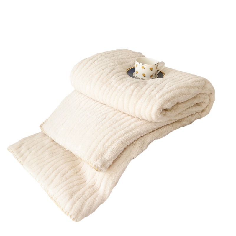 Home & Garden Neue einfache Jacquard-Decke aus bequemem Baumwollsamt mit warmem Schalenrand, Freizeitdecke, multifunktionale, einfarbige Decke_voghion.com